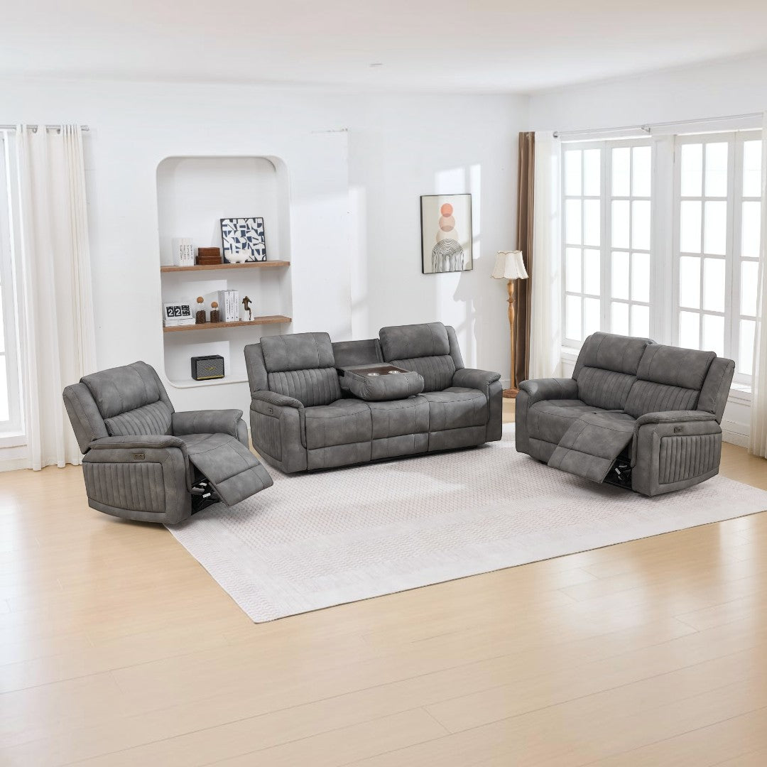 Ashford Grey 3+2+1 Electric Reclining Sofa Set