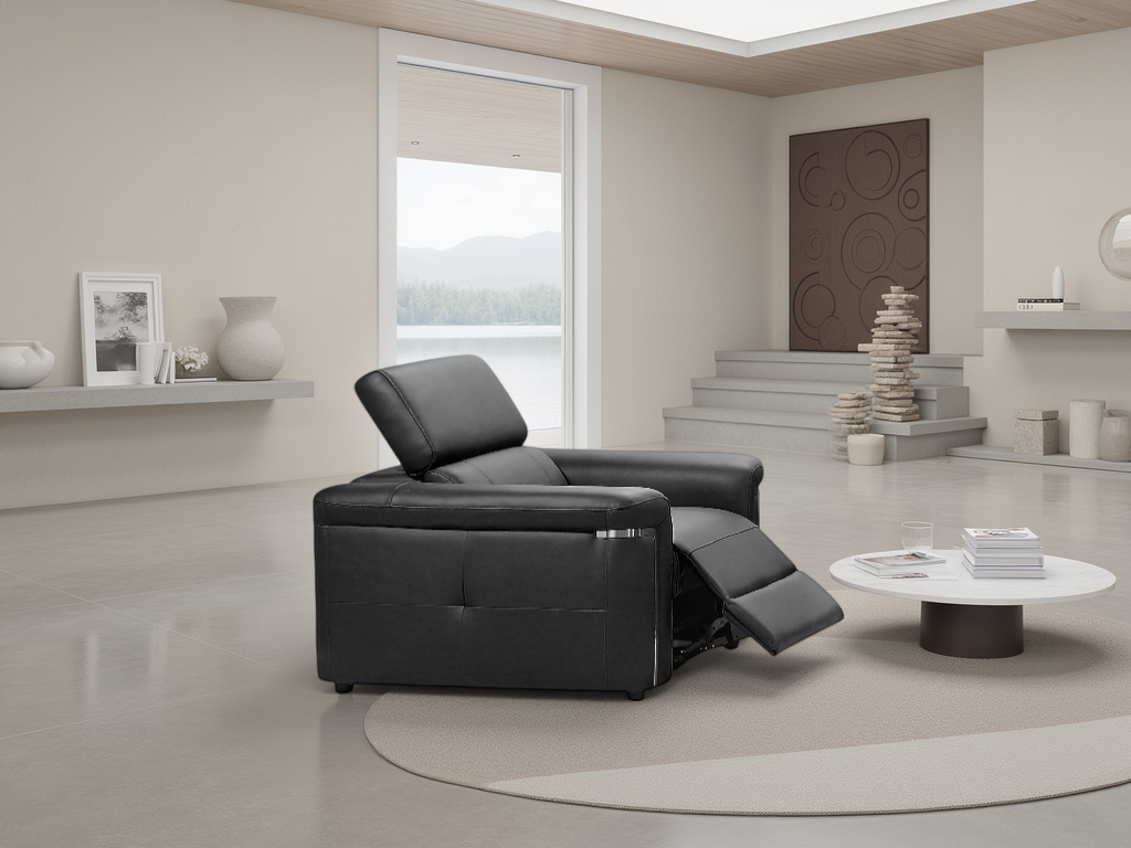 Titan Electric Recliner Sofa Black Armchair