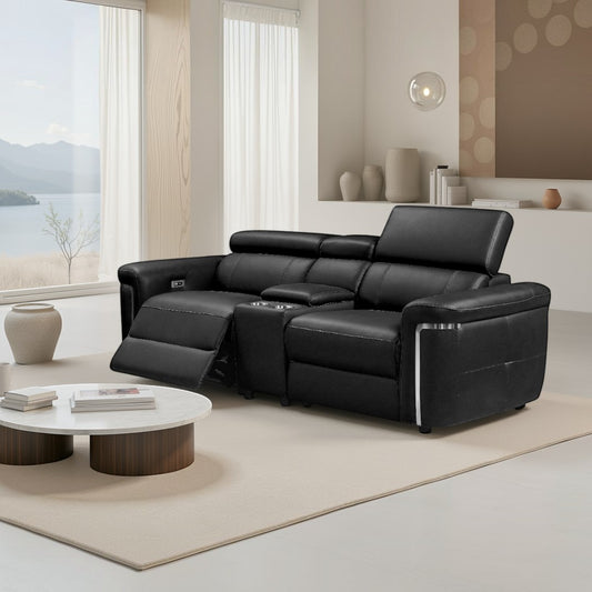 Titan Electric Recliner Sofa Black 2 Seater