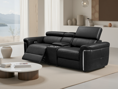 Titan Electric Recliner Sofa Black 2 Seater