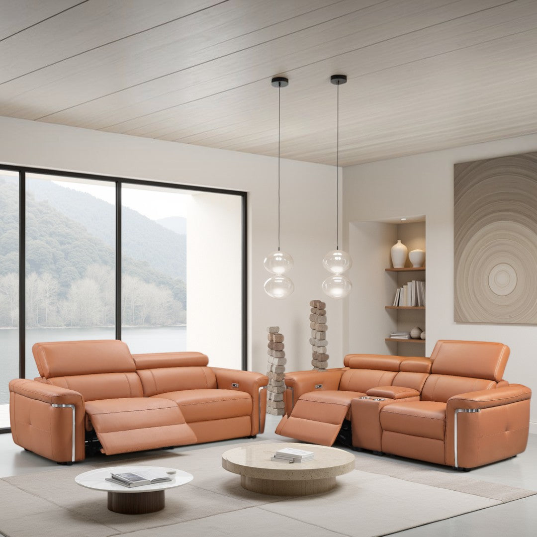 Titan Electric Recliner Sofa Tan 3+2 Set