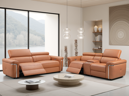 Titan Electric Recliner Sofa Tan 3+2 Set