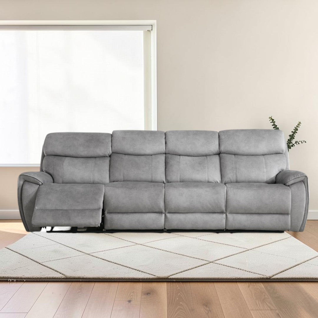 Amber Silver 4 Seater Power Recliner Sofa