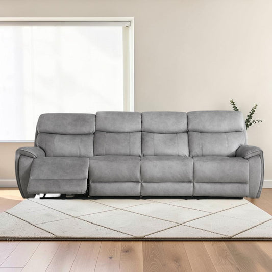Amber Silver 4 Seater Power Recliner Sofa