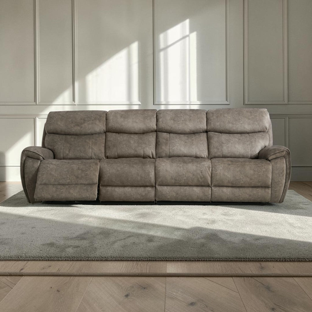 Amber Taupe 4 Seater Power Recliner Sofa