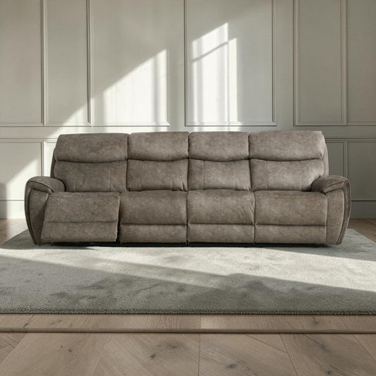 Amber Taupe 4 Seater Power Recliner Sofa