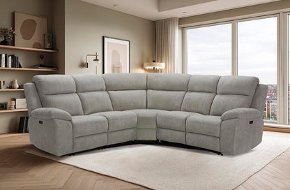 Luca Modular Power Electric Oatmeal Recliner Corner Sofa