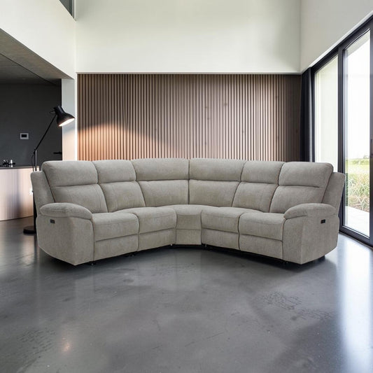 Luca Modular Power Electric Oatmeal Recliner Corner Sofa