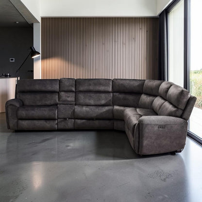 Jupiter Power Recliner Grey Suede Corner Sofa