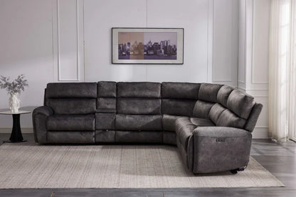 Jupiter Power Recliner Grey Suede Corner Sofa