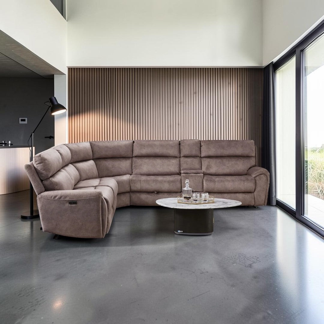 Jupiter Power Recliner Truffle Suede Corner Sofa