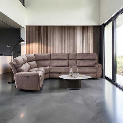 Jupiter Power Recliner Truffle Suede Corner Sofa