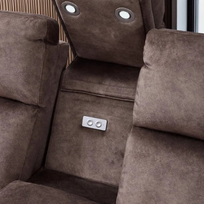 Jupiter Power Recliner Truffle Suede Corner Sofa