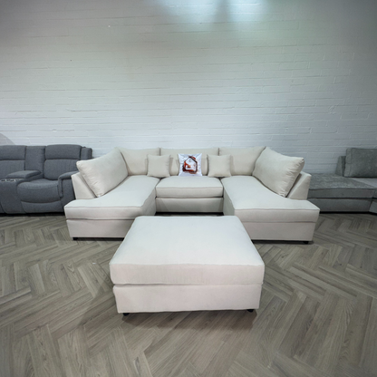 Venice Sofa Cream U Shape Corner - Footstool Included - Any Colour