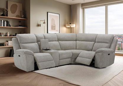 Luca Modular Power Electric Oatmeal Recliner Corner Sofa