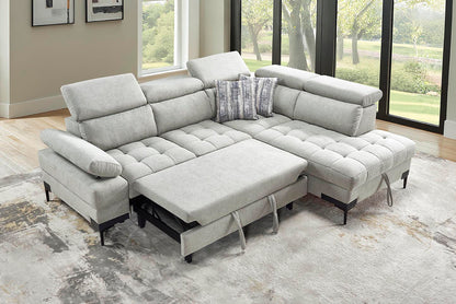 Hugo Greige Fabric L-Shape Sofa Bed