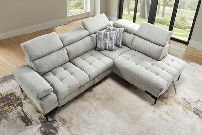 Hugo Greige Fabric L-Shape Sofa Bed