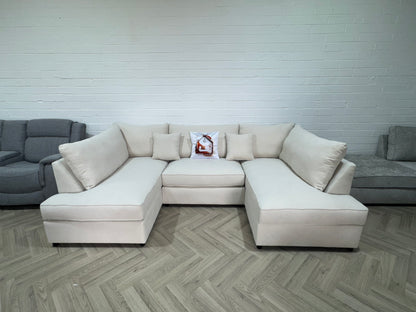 Venice Sofa Cream U Shape Corner - Footstool Included - Any Colour