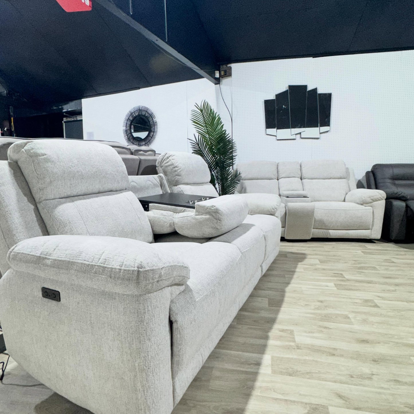 Oakley Beige Fabric Electric Recliner 3+2 Sofa Set