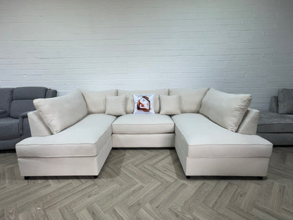 Venice Sofa Cream U Shape Corner - Footstool Included - Any Colour