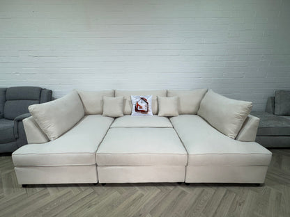 Venice Sofa Cream U Shape Corner - Footstool Included - Any Colour