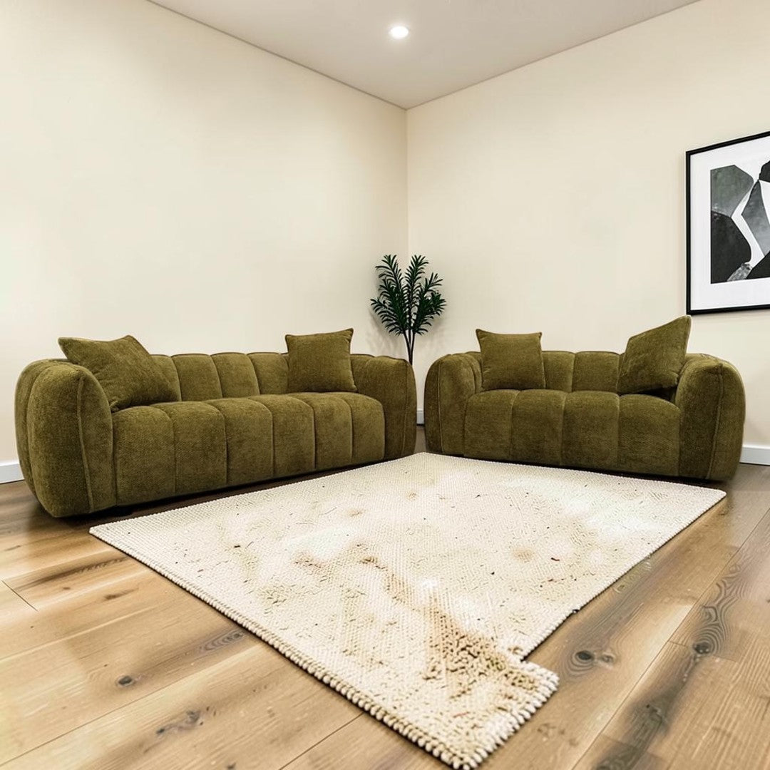 Valmont Olive Green Fabric 3+2 Sofa Set