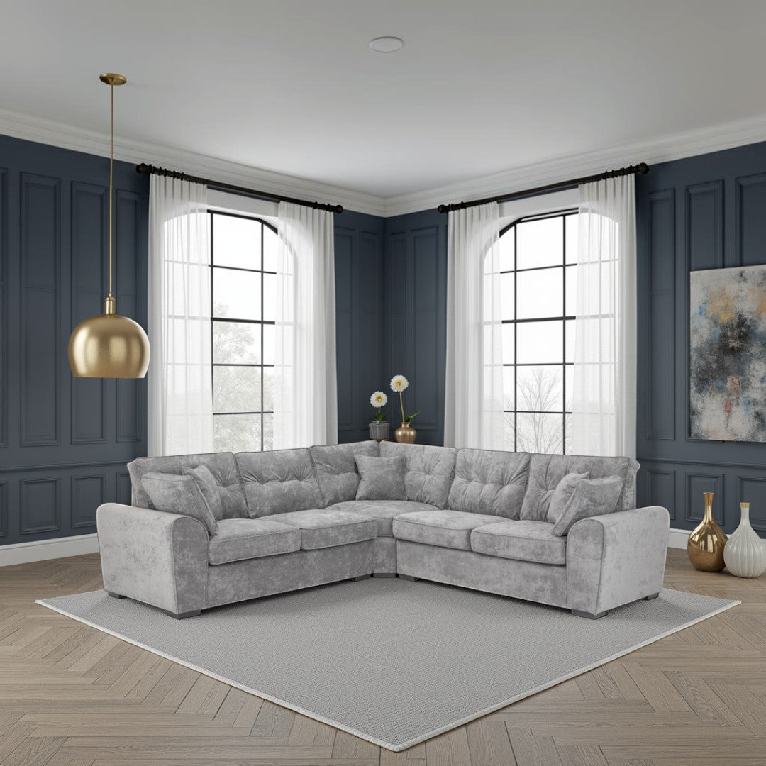 Poppy Grey Fabric  Large Corner Sofa