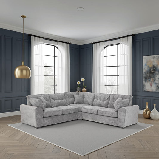 Poppy Grey Fabric  Large Corner Sofa