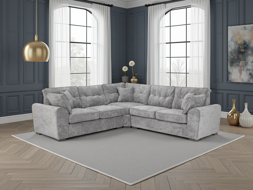 Poppy Grey Fabric  Large Corner Sofa