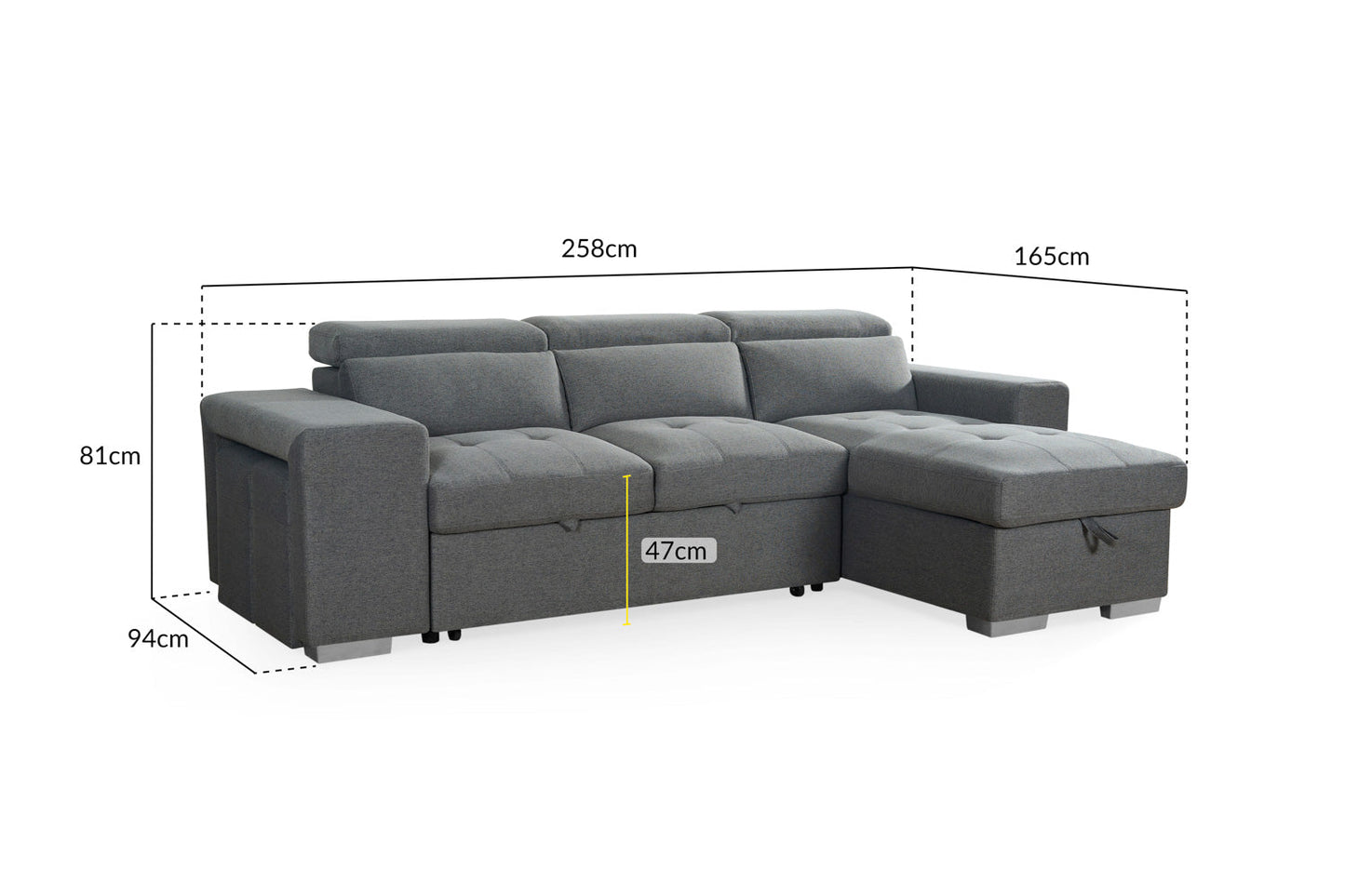 Serenity Sofabed Grey Universal Corner