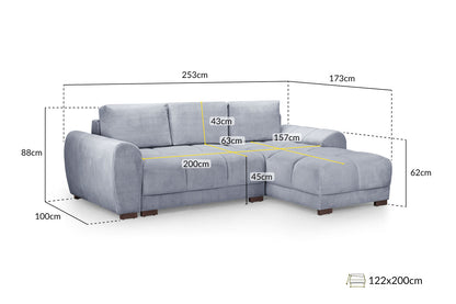 Novara Grey Universal Corner Sofa Bed