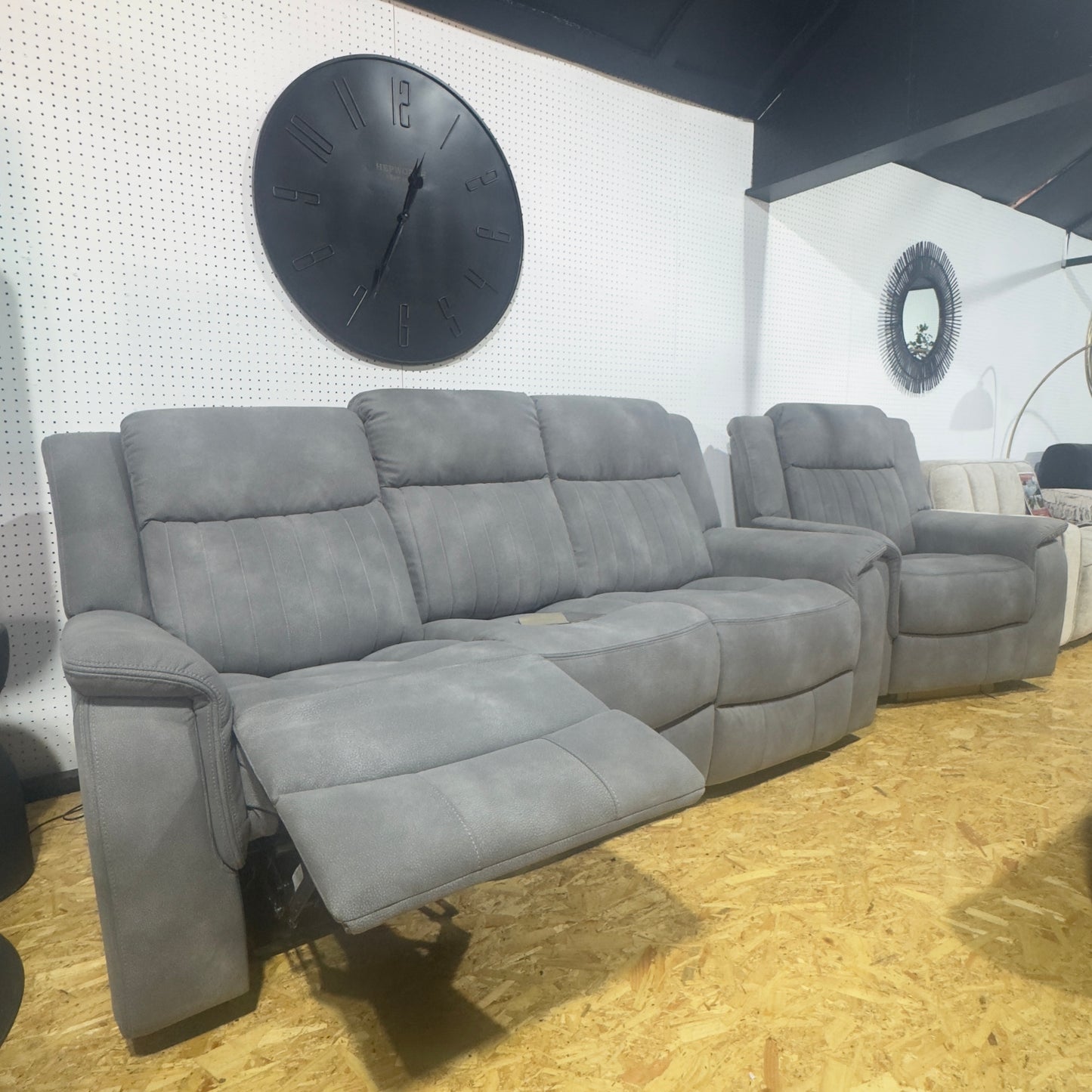 Ashford Grey 3+2 Electric Reclining Sofa Set