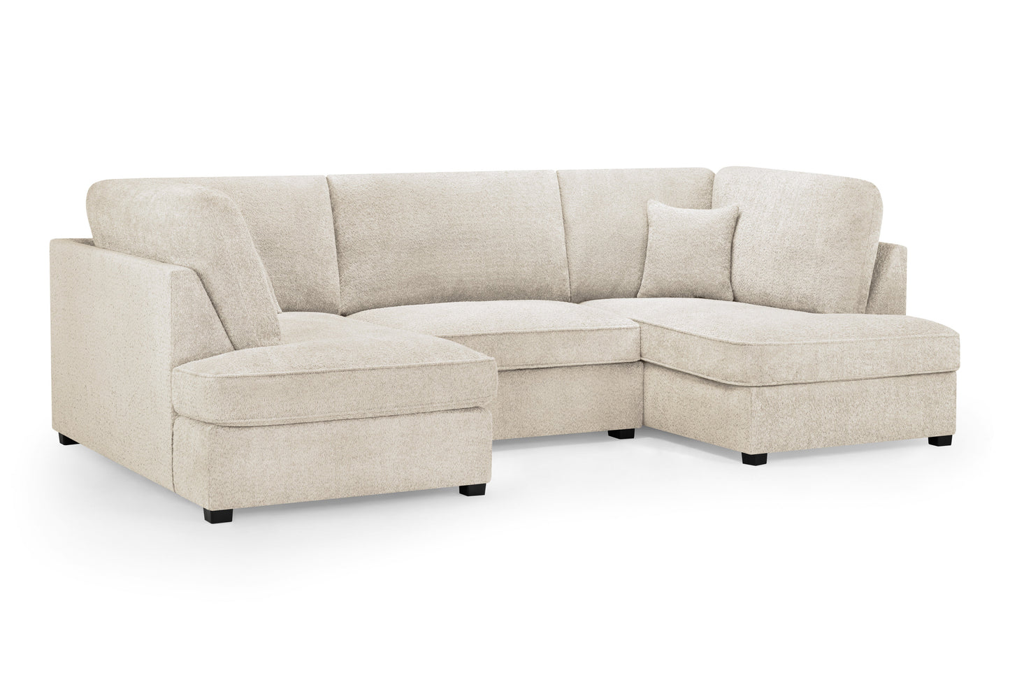 Hudson Beige Boucle U Shape Sofa With Footstool