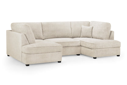 Hudson Beige Boucle U Shape Sofa With Footstool