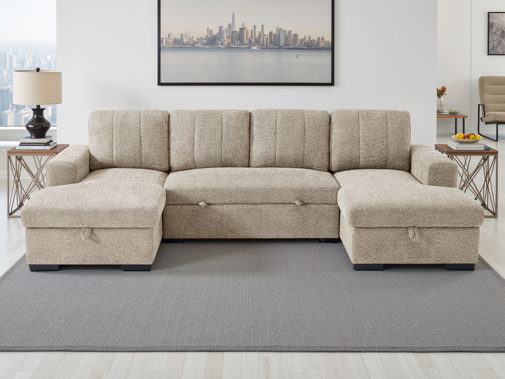 Arven Sofabed Beige U Shape Corner