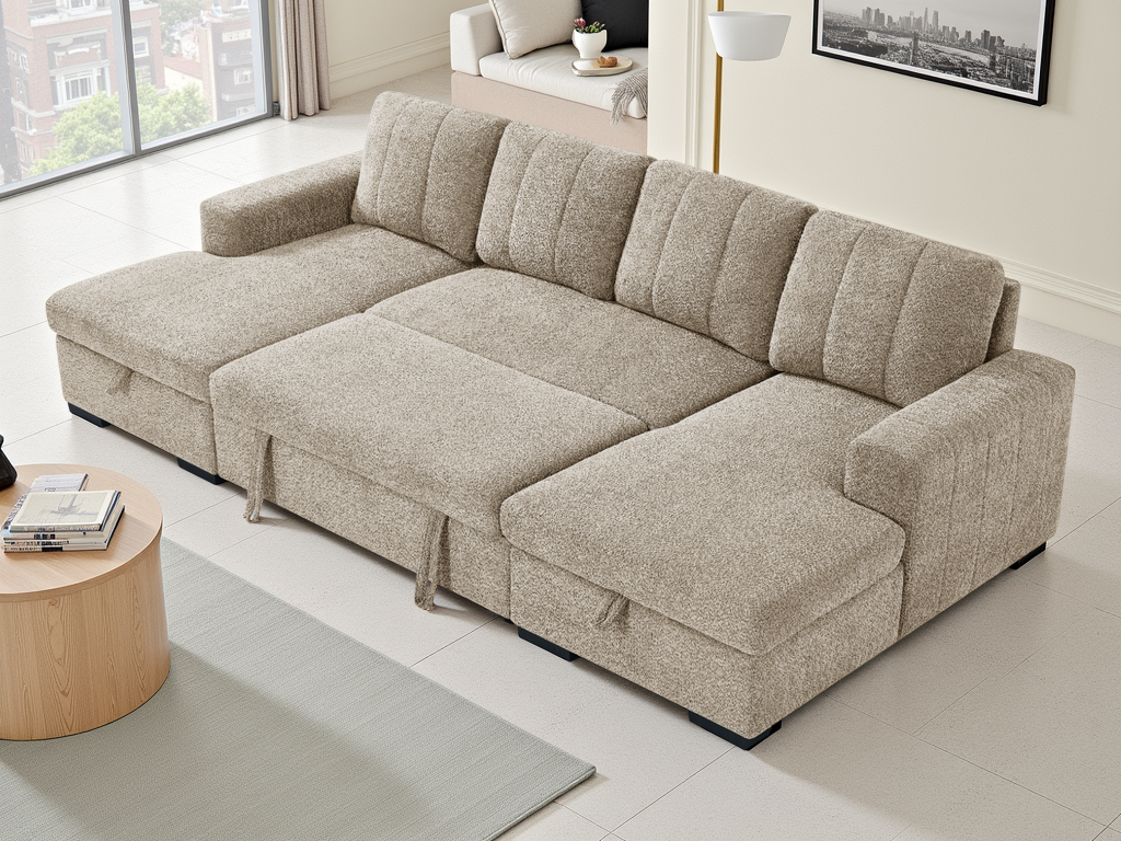 Arven Sofabed Beige U Shape Corner