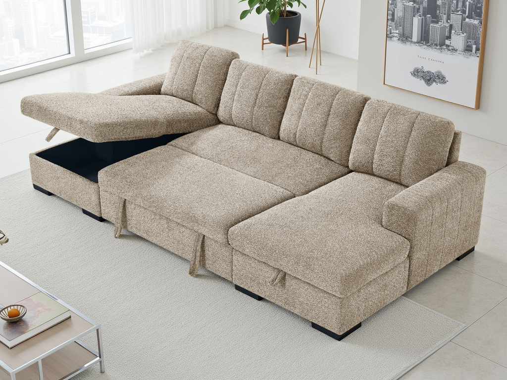 Arven Sofabed Beige U Shape Corner