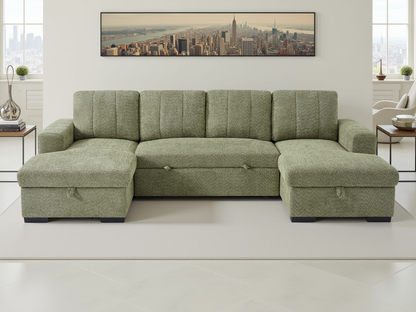 Arven Sofabed Green U Shape Corner