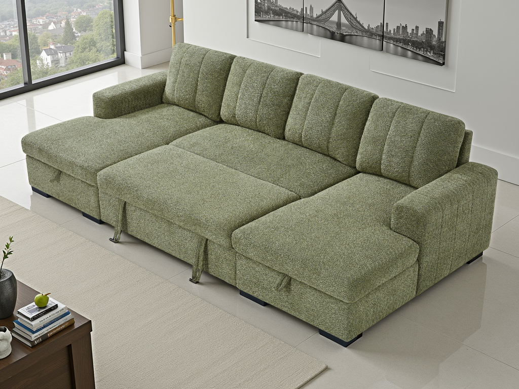 Arven Sofabed Green U Shape Corner