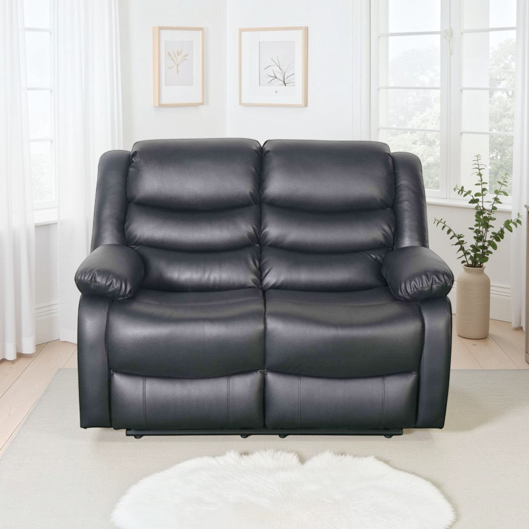 Cavello Manual Recliner Sofa Black 2 Seater