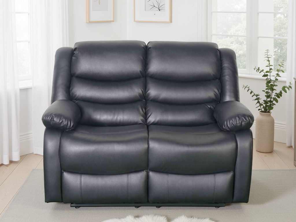 Cavello Manual Recliner Sofa Black 2 Seater