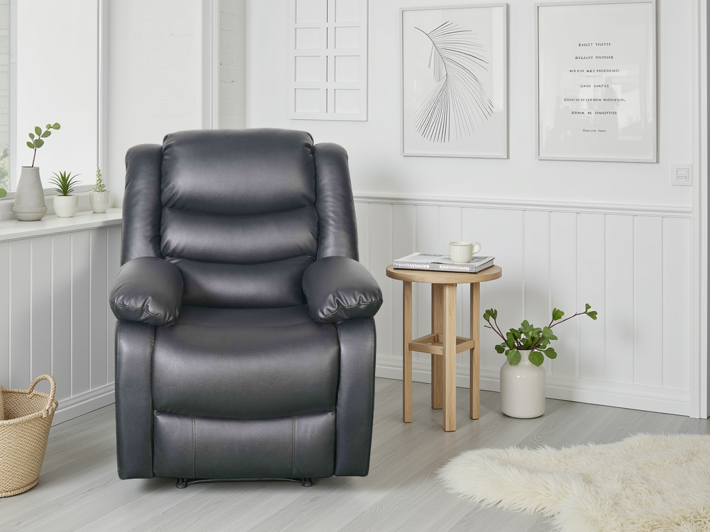 Cavello Manual Recliner Sofa Black Armchair