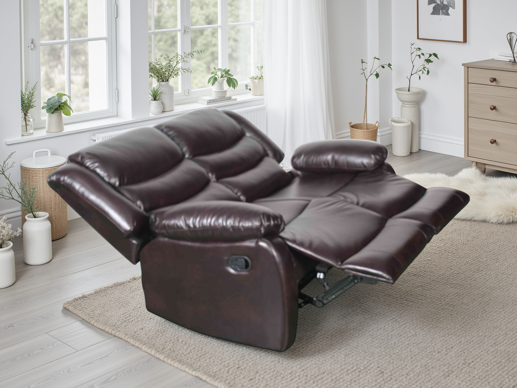 Cavello Manual Recliner Sofa Brown 2 Seater
