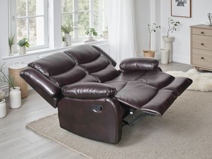 Cavello Manual Recliner Sofa Brown 2 Seater