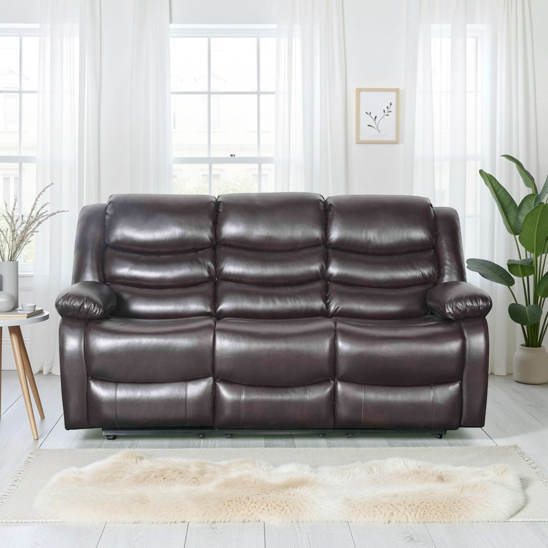 Cavello Manual Recliner Sofa Brown 3 Seater