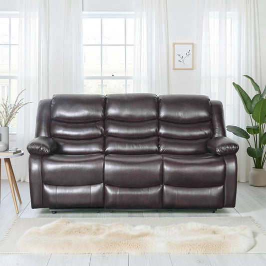 Cavello Manual Recliner Sofa Brown 3 Seater