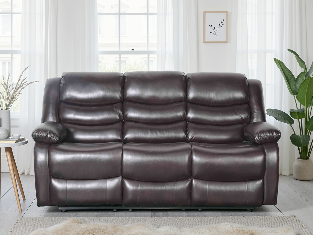 Cavello Manual Recliner Sofa Brown 3 Seater