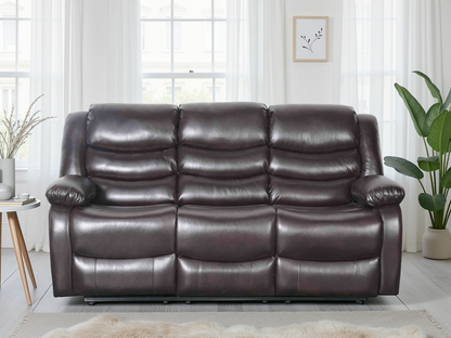 Cavello Manual Recliner Sofa Brown 3 Seater