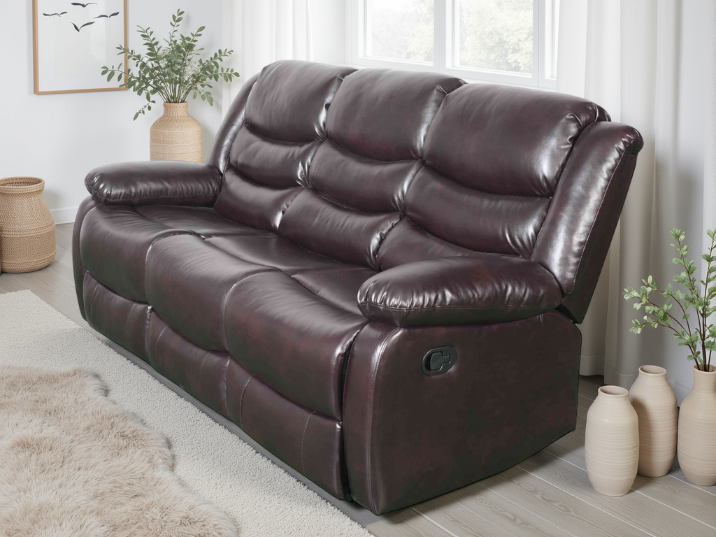 Cavello Manual Recliner Sofa Brown 3 Seater