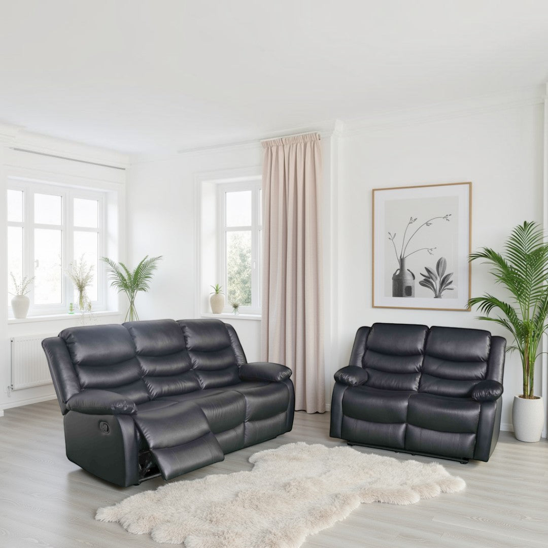 Cavello Manual Recliner Sofa Black 3+2 Set